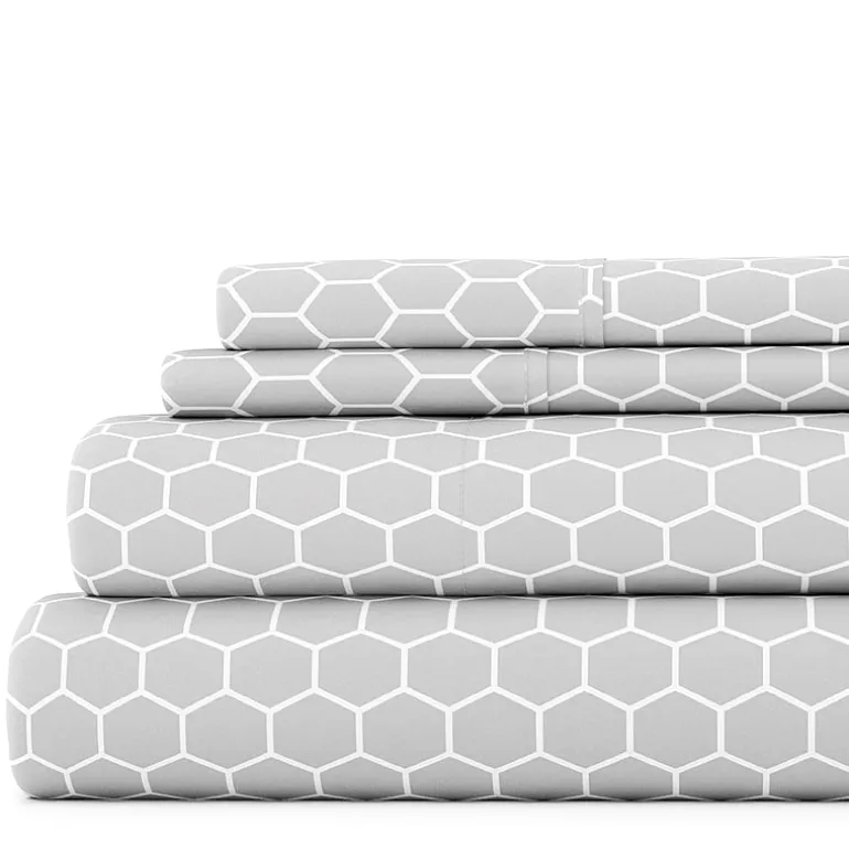 Casual Comfort Ultra Soft Honeycomb Pattern 4 Piece Bed Sheet Set