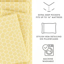 Casual Comfort Ultra Soft Honeycomb Pattern 4 Piece Bed Sheet Set