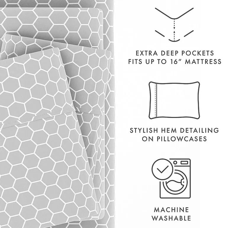 Casual Comfort Ultra Soft Honeycomb Pattern 4 Piece Bed Sheet Set