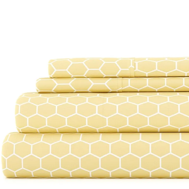 Casual Comfort Ultra Soft Honeycomb Pattern 4 Piece Bed Sheet Set
