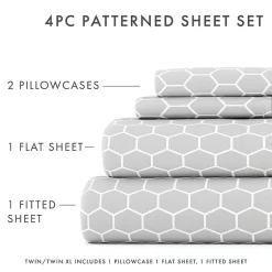 Casual Comfort Ultra Soft Honeycomb Pattern 4 Piece Bed Sheet Set