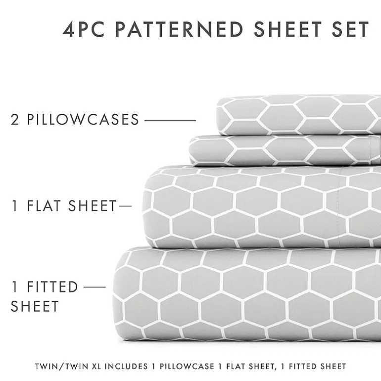 Casual Comfort Ultra Soft Honeycomb Pattern 4 Piece Bed Sheet Set