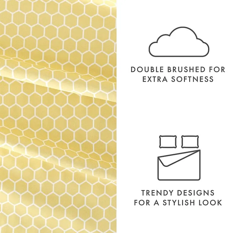 Casual Comfort Ultra Soft Honeycomb Pattern 4 Piece Bed Sheet Set