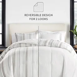 Casual Comfort Vertical Stripe Midweight Down Alternative Comforter Set