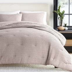Casual Comfort Waffle Textured Midweight Down Alternative Comforter Set