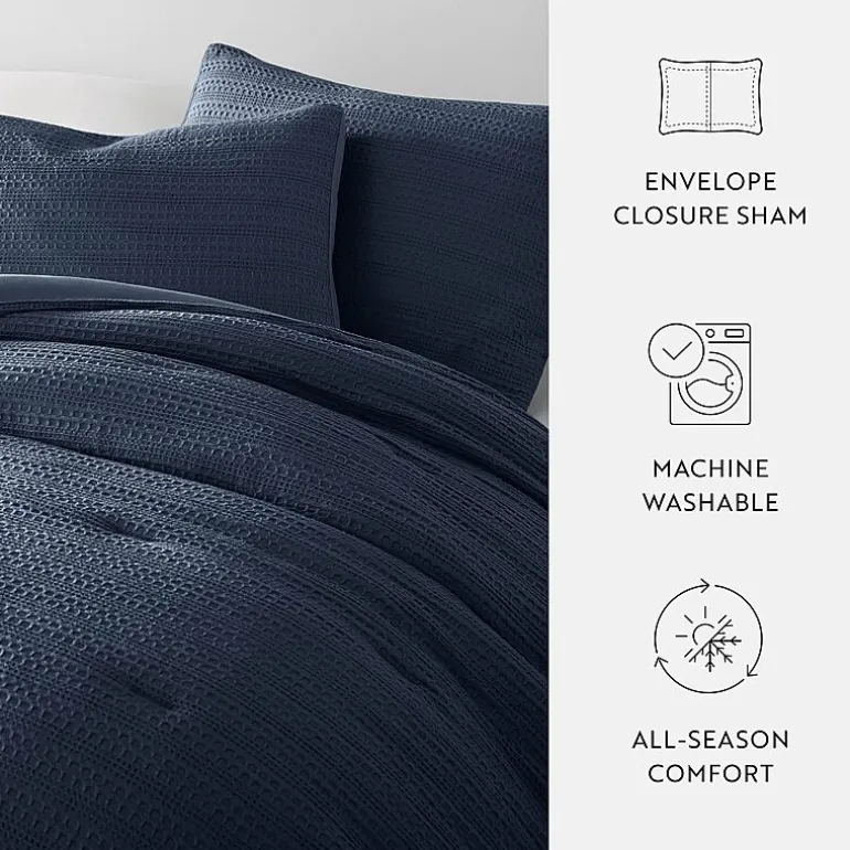 Casual Comfort Waffle Textured Midweight Down Alternative Comforter Set