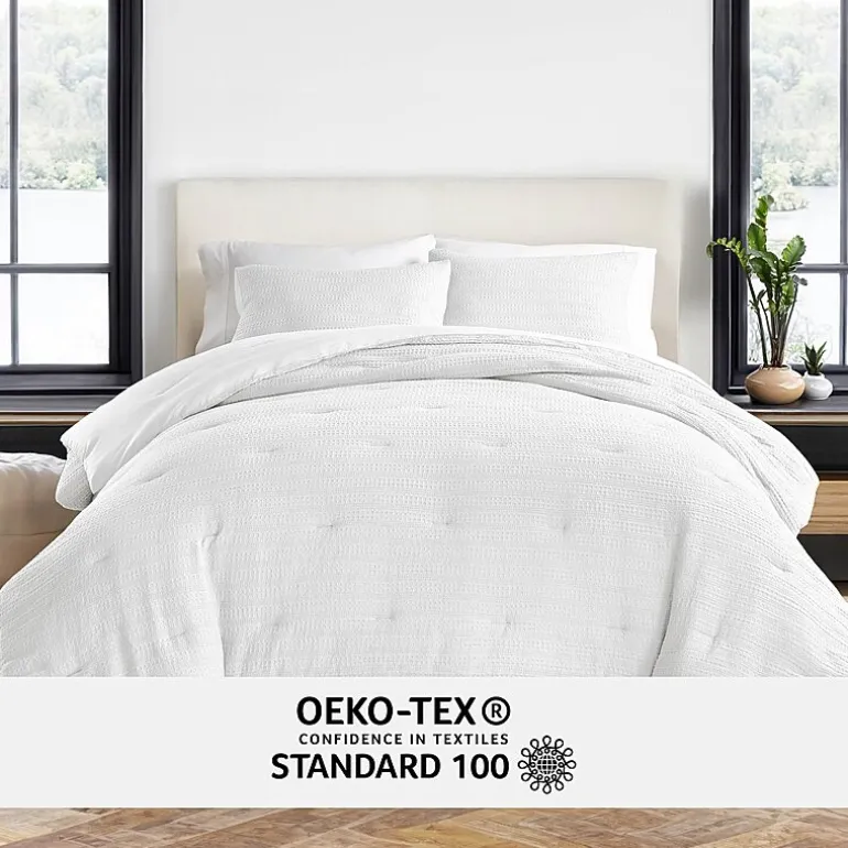 Casual Comfort Waffle Textured Midweight Down Alternative Comforter Set