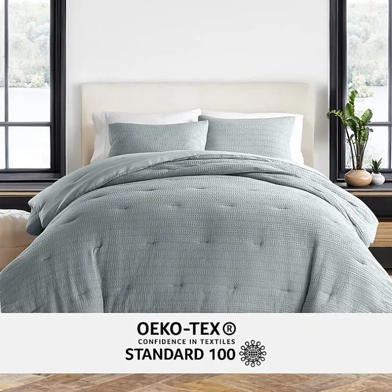 Casual Comfort Waffle Textured Midweight Down Alternative Comforter Set