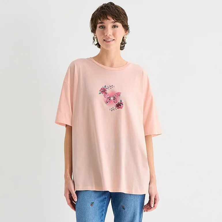 Celestial Butterfly Oversized Tee Womens Juniors Crew Neck Short Sleeve Oversized Graphic T-Shirt