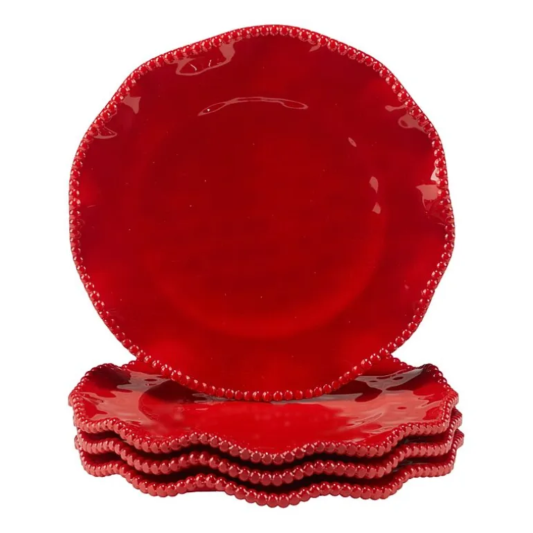 Certified International Perlette Red 4-pc. Melamine Salad Plate