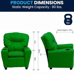Chandler Plush Recliner with Cup Holder for Kids