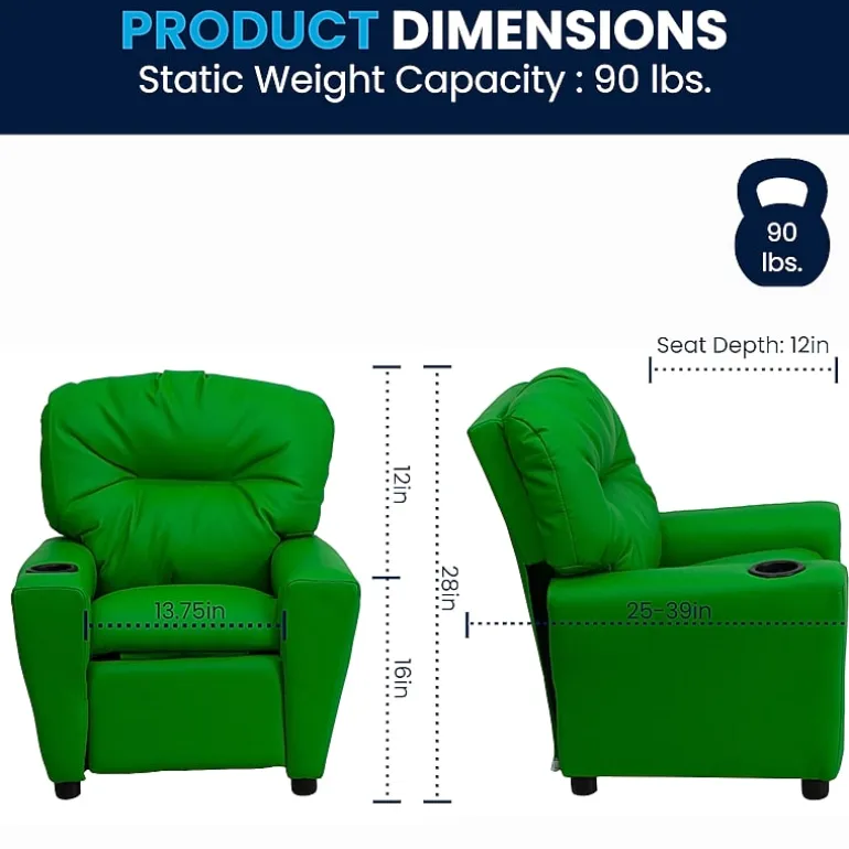 Chandler Plush Recliner with Cup Holder for Kids