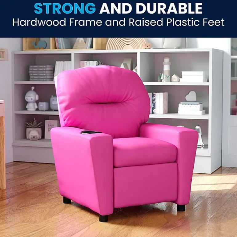 Chandler Plush Recliner with Cup Holder for Kids