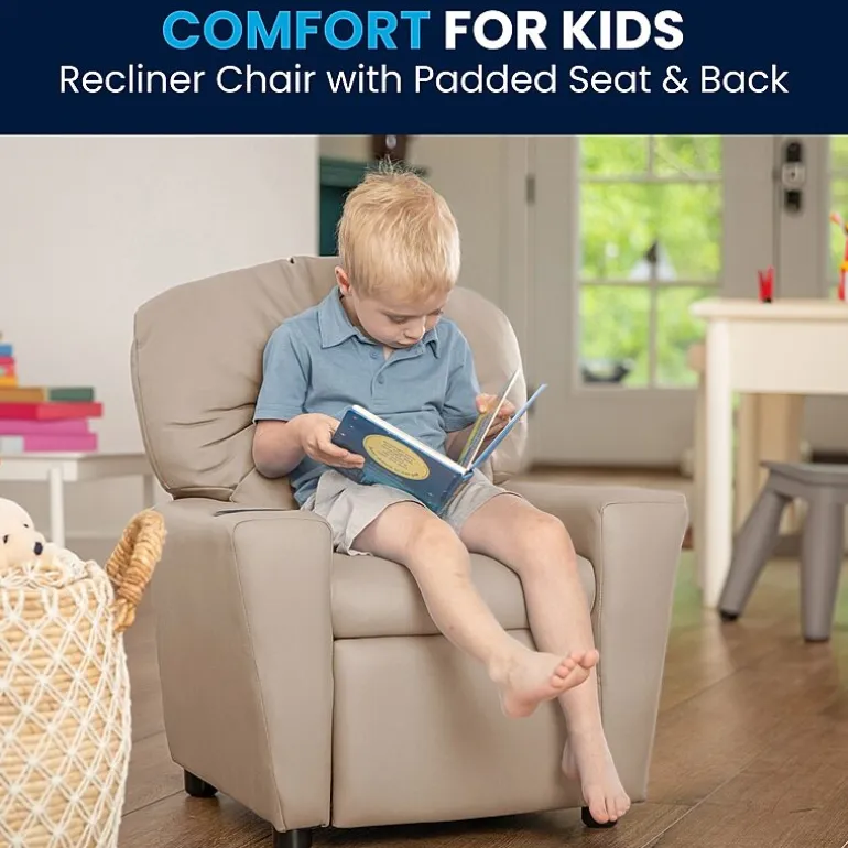 Chandler Plush Recliner with Cup Holder for Kids