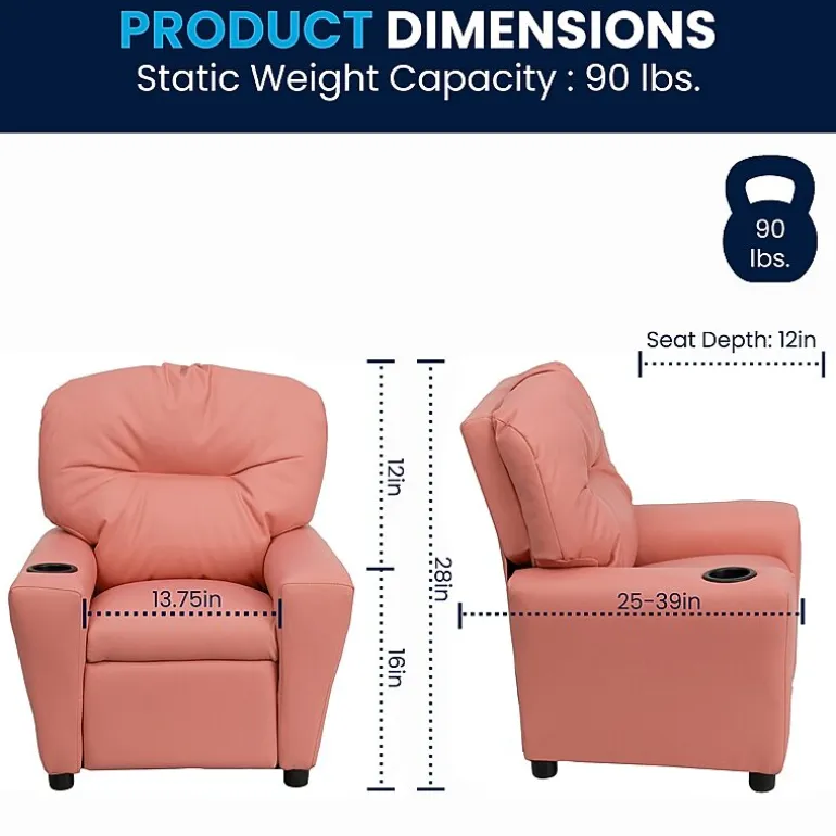 Chandler Plush Recliner with Cup Holder for Kids