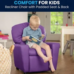 Chandler Plush Recliner with Cup Holder for Kids