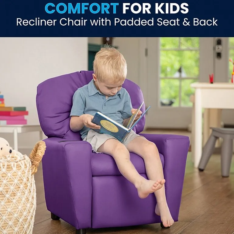 Chandler Plush Recliner with Cup Holder for Kids