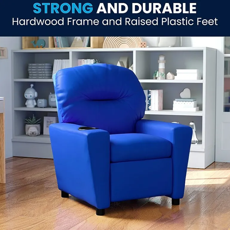 Chandler Plush Recliner with Cup Holder for Kids