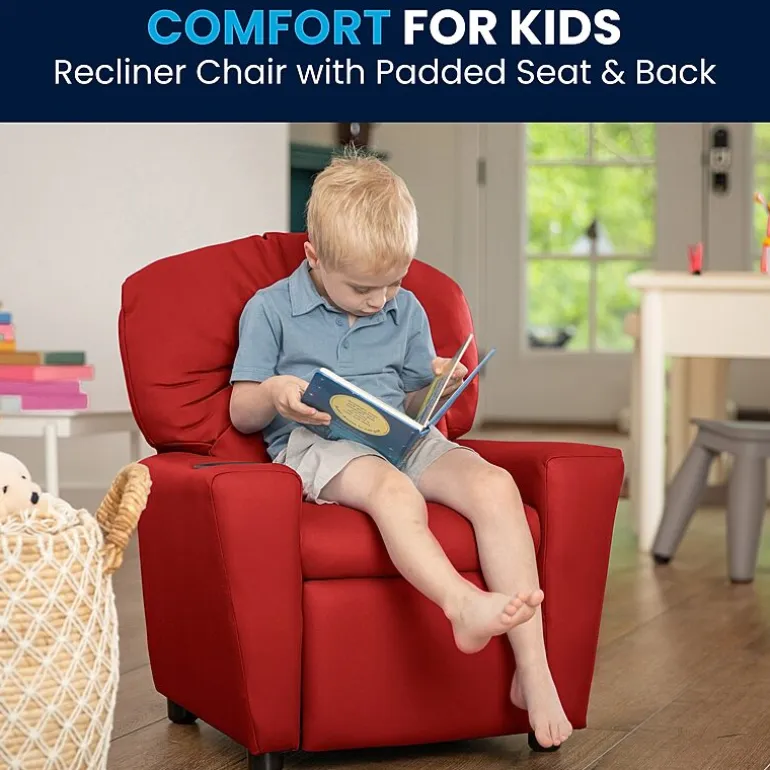 Chandler Plush Recliner with Cup Holder for Kids