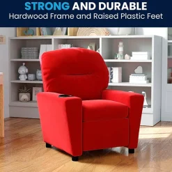 Chandler Plush Recliner with Cup Holder for Kids