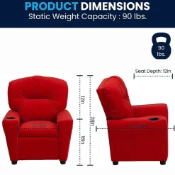 Chandler Plush Recliner with Cup Holder for Kids