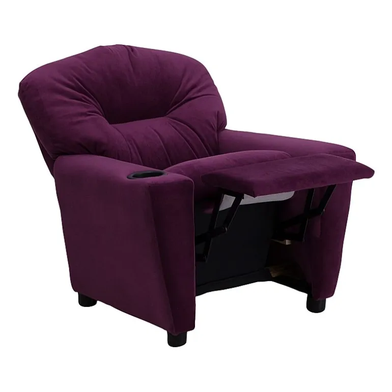 Chandler Plush Recliner with Cup Holder for Kids