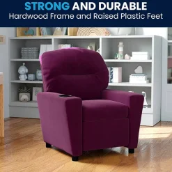 Chandler Plush Recliner with Cup Holder for Kids