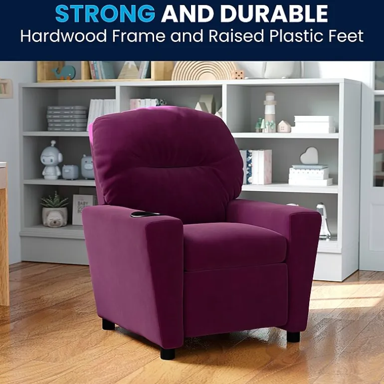 Chandler Plush Recliner with Cup Holder for Kids