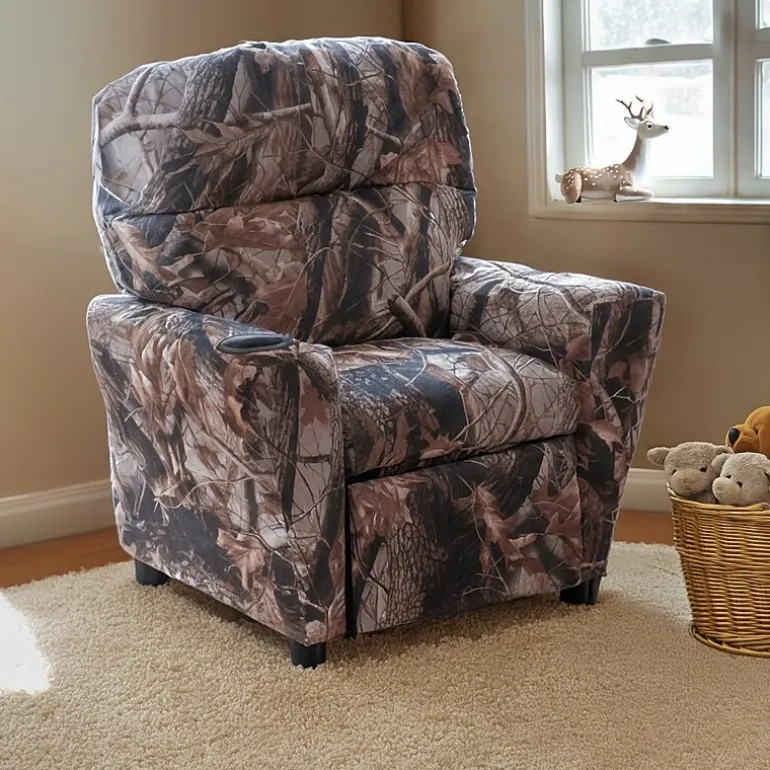 Chandler Plush Recliner with Cup Holder for Kids