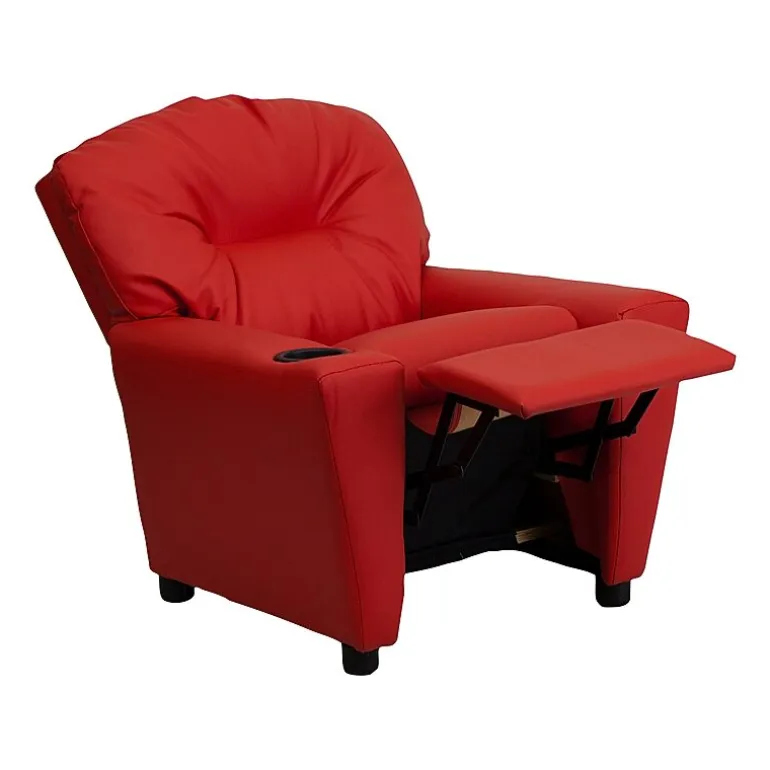 Chandler Plush Recliner with Cup Holder for Kids