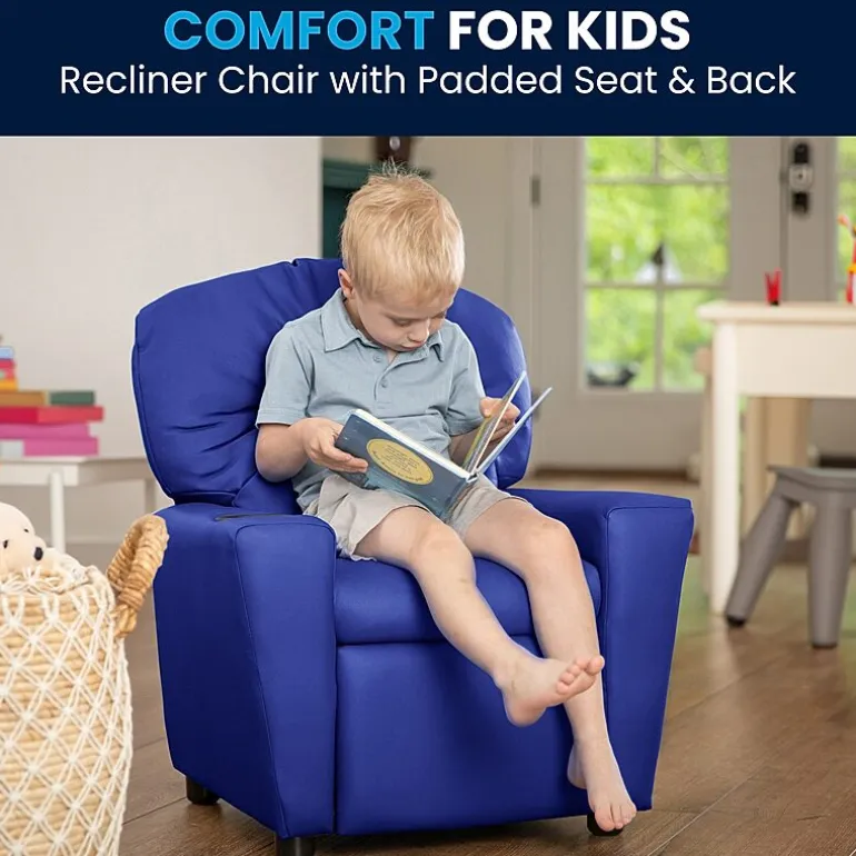 Chandler Plush Recliner with Cup Holder for Kids