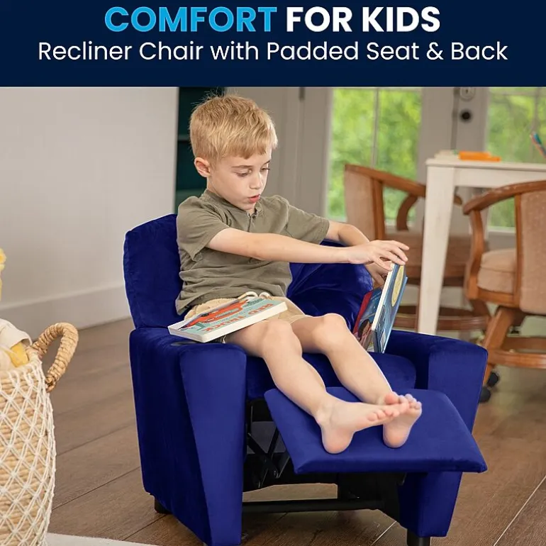 Chandler Plush Recliner with Cup Holder for Kids
