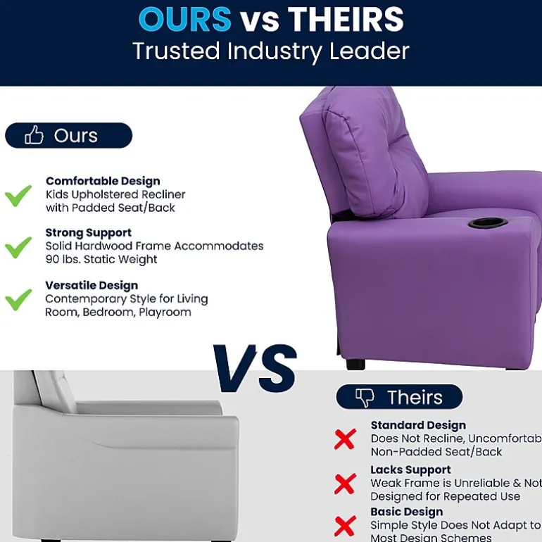 Chandler Plush Recliner with Cup Holder for Kids