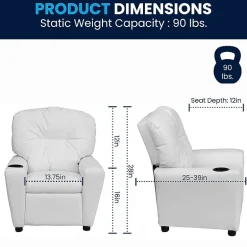 Chandler Plush Recliner with Cup Holder for Kids