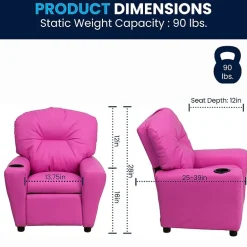Chandler Plush Recliner with Cup Holder for Kids