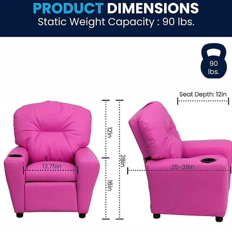 Chandler Plush Recliner with Cup Holder for Kids