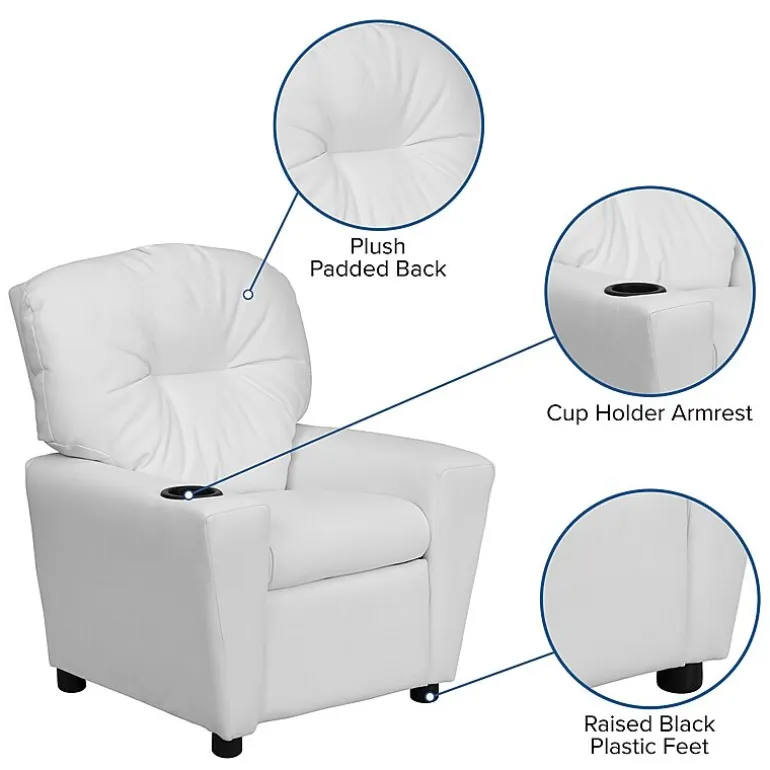 Chandler Plush Recliner with Cup Holder for Kids