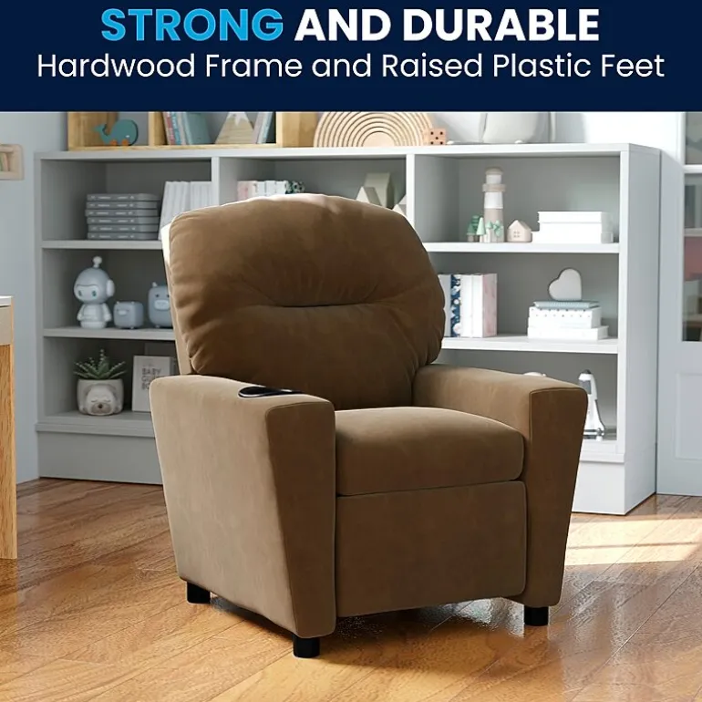 Chandler Plush Recliner with Cup Holder for Kids