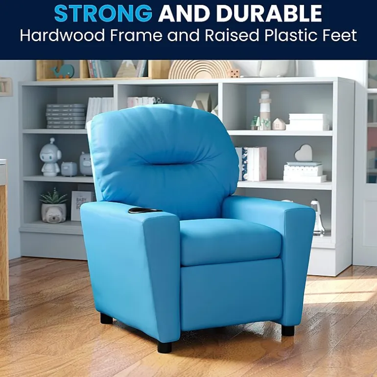 Chandler Plush Recliner with Cup Holder for Kids