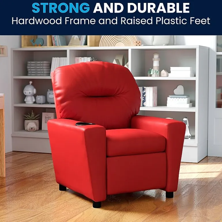 Chandler Plush Recliner with Cup Holder for Kids
