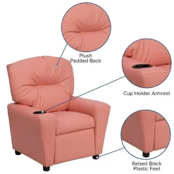 Chandler Plush Recliner with Cup Holder for Kids