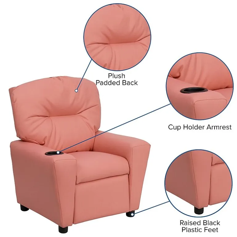 Chandler Plush Recliner with Cup Holder for Kids