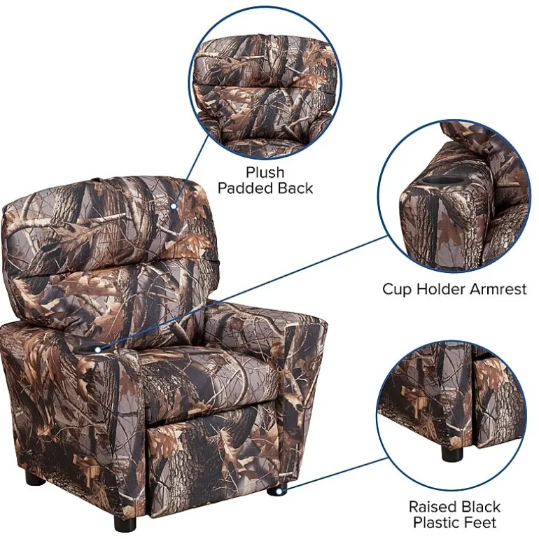 Chandler Plush Recliner with Cup Holder for Kids