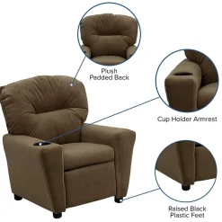 Chandler Plush Recliner with Cup Holder for Kids