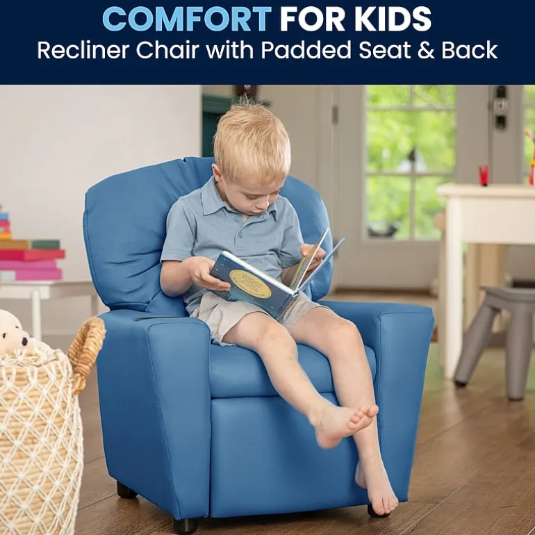 Chandler Plush Recliner with Cup Holder for Kids
