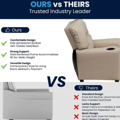 Chandler Plush Recliner with Cup Holder for Kids