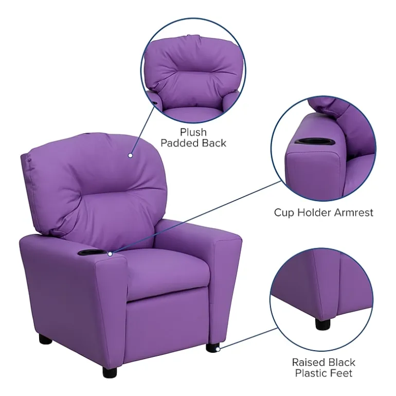 Chandler Plush Recliner with Cup Holder for Kids