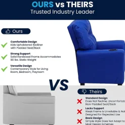 Chandler Plush Recliner with Cup Holder for Kids
