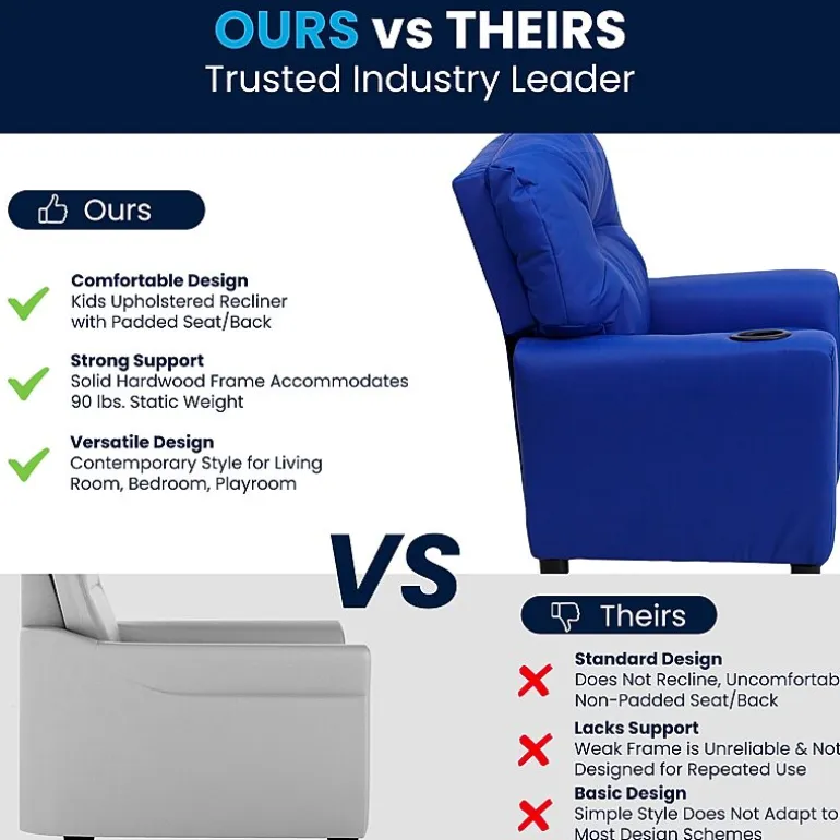 Chandler Plush Recliner with Cup Holder for Kids