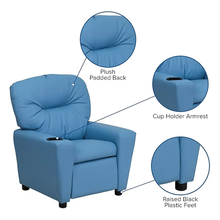 Chandler Plush Recliner with Cup Holder for Kids